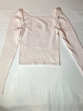 Intimately Free People Meg Ribbed Long-Sleeve Seamless Top in ballet pink